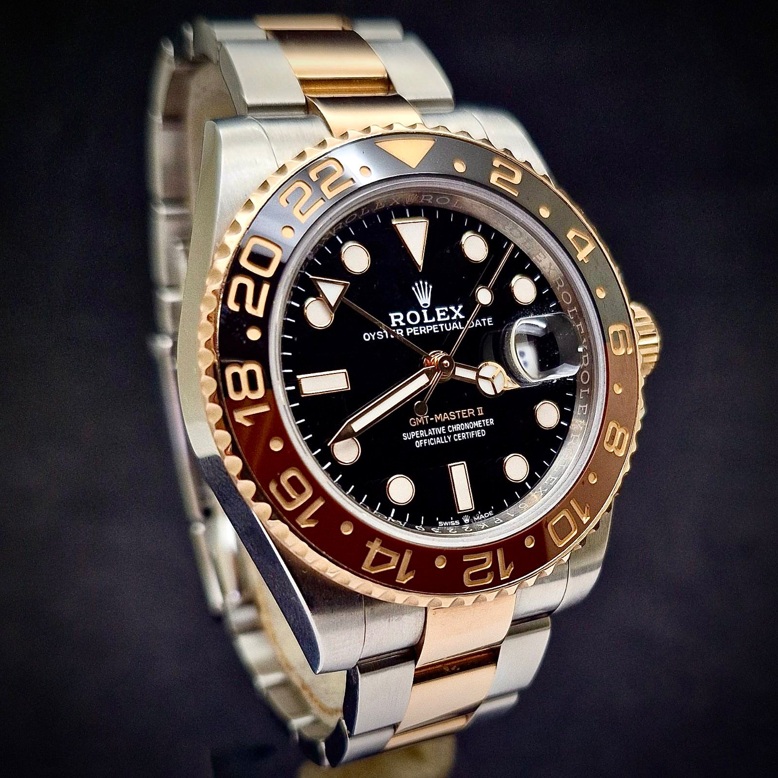 ROLEX GMT MASTER II ROSE GOLD & STEEL