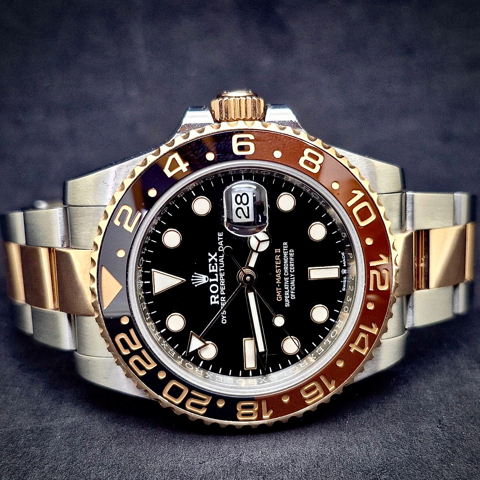 ROLEX GMT MASTER II ROSE GOLD & STEEL