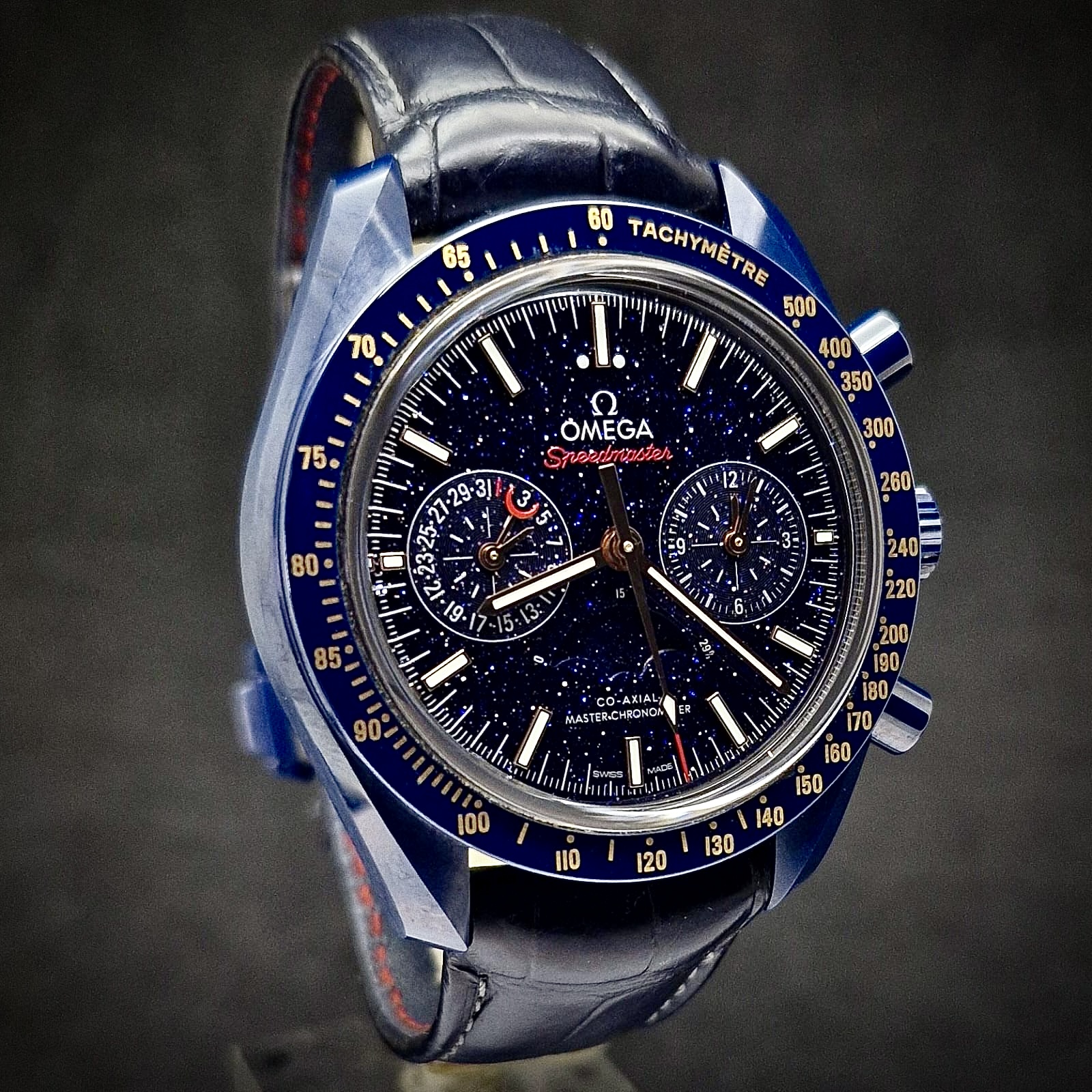 OMEGA SPEEDMASTER MOONPHASE BLUE SIDE OF THE MOON