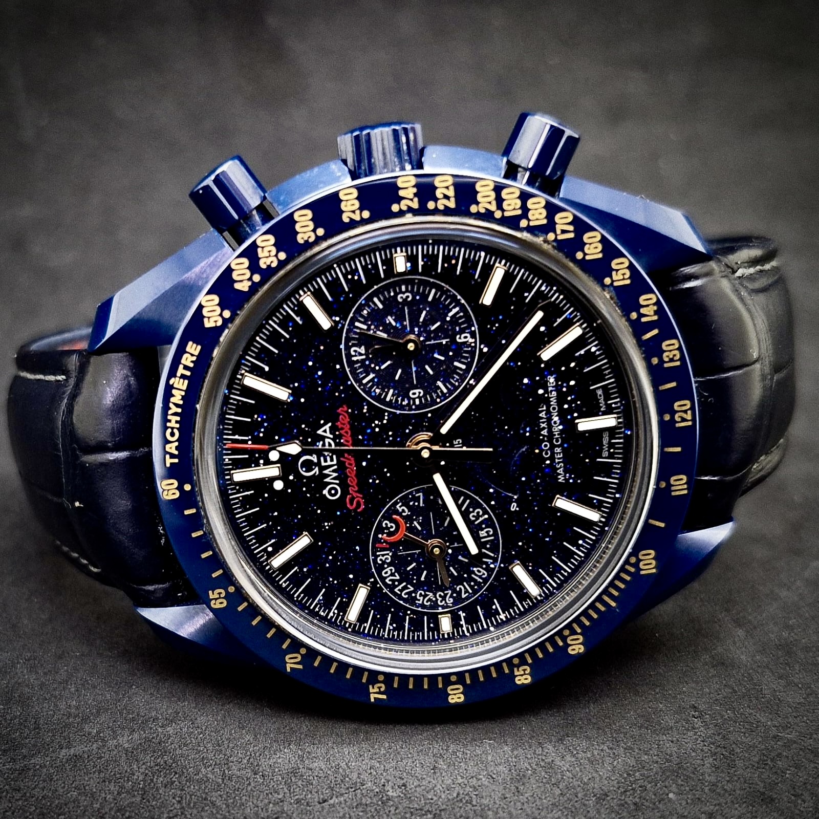 OMEGA SPEEDMASTER MOONPHASE BLUE SIDE OF THE MOON