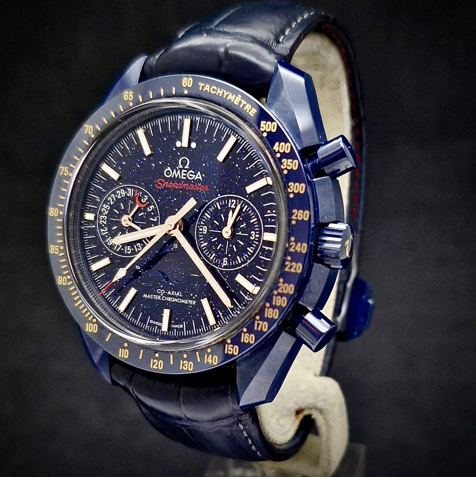 OMEGA SPEEDMASTER MOONPHASE BLUE SIDE OF THE MOON