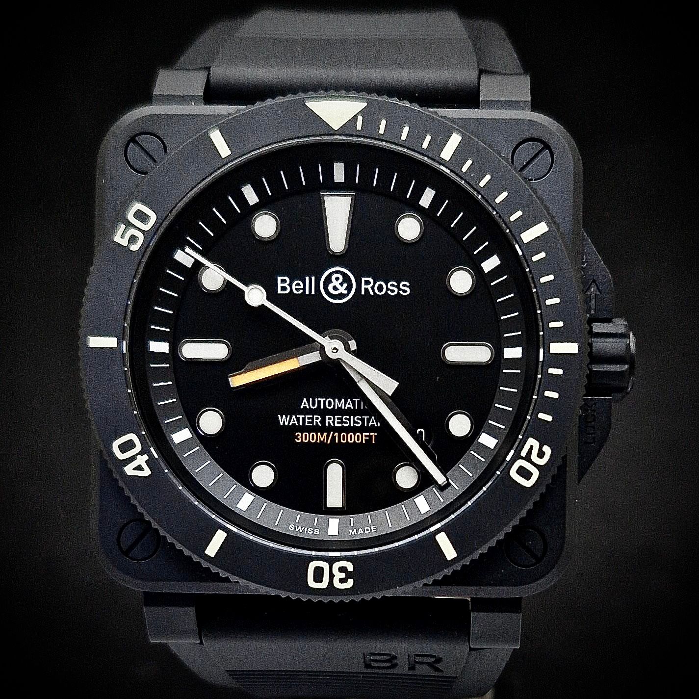 BELL & ROSS BR 03-92 CERAMIC DIVER BLACK MATTE