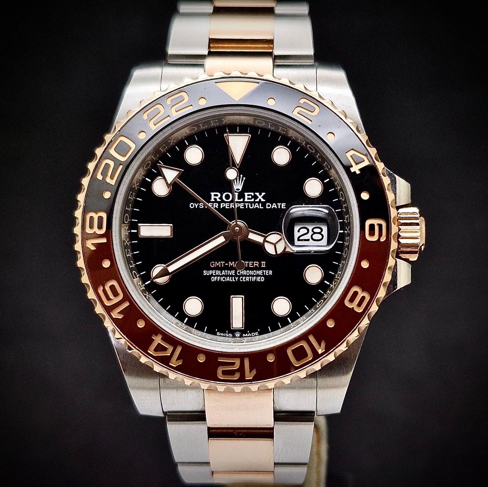 ROLEX GMT MASTER II ROSE GOLD & STEEL